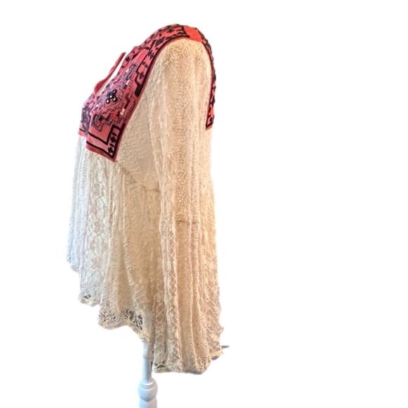 Free people Casablanca Moroccan Lace sz S Embroidered boho peasant hippie flowy - Picture 5 of 11